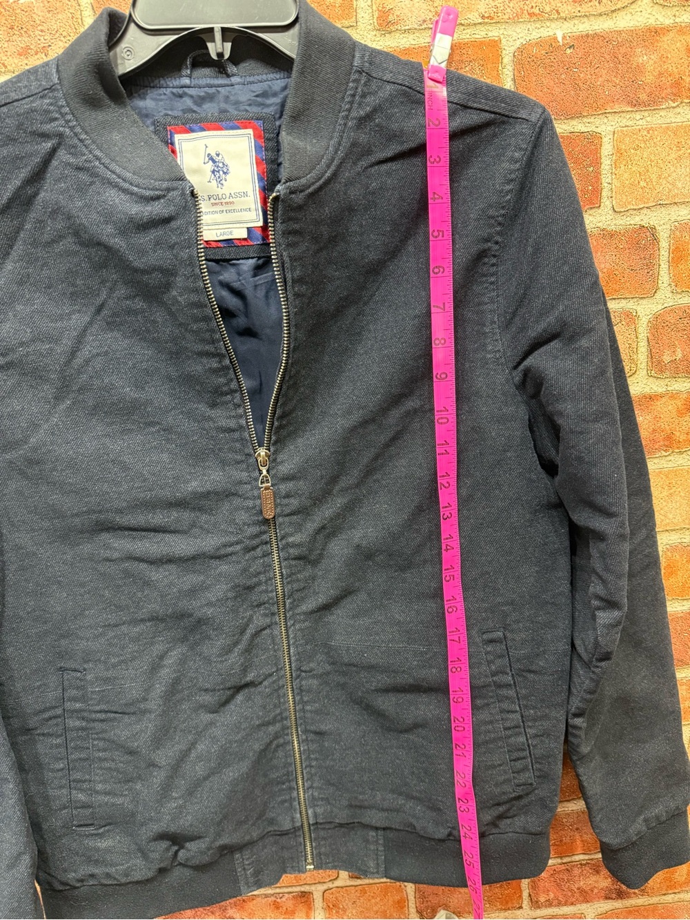 U.S. Polo Assn. Men's Dark Navy cotton blend Zip-Up preppy Bomber jacket - Picture 4 of 10